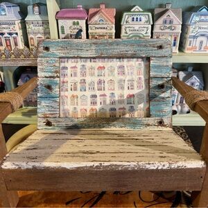 Spice village stationary framed in Rustic Blue and Brown Wooden Picture Frame.